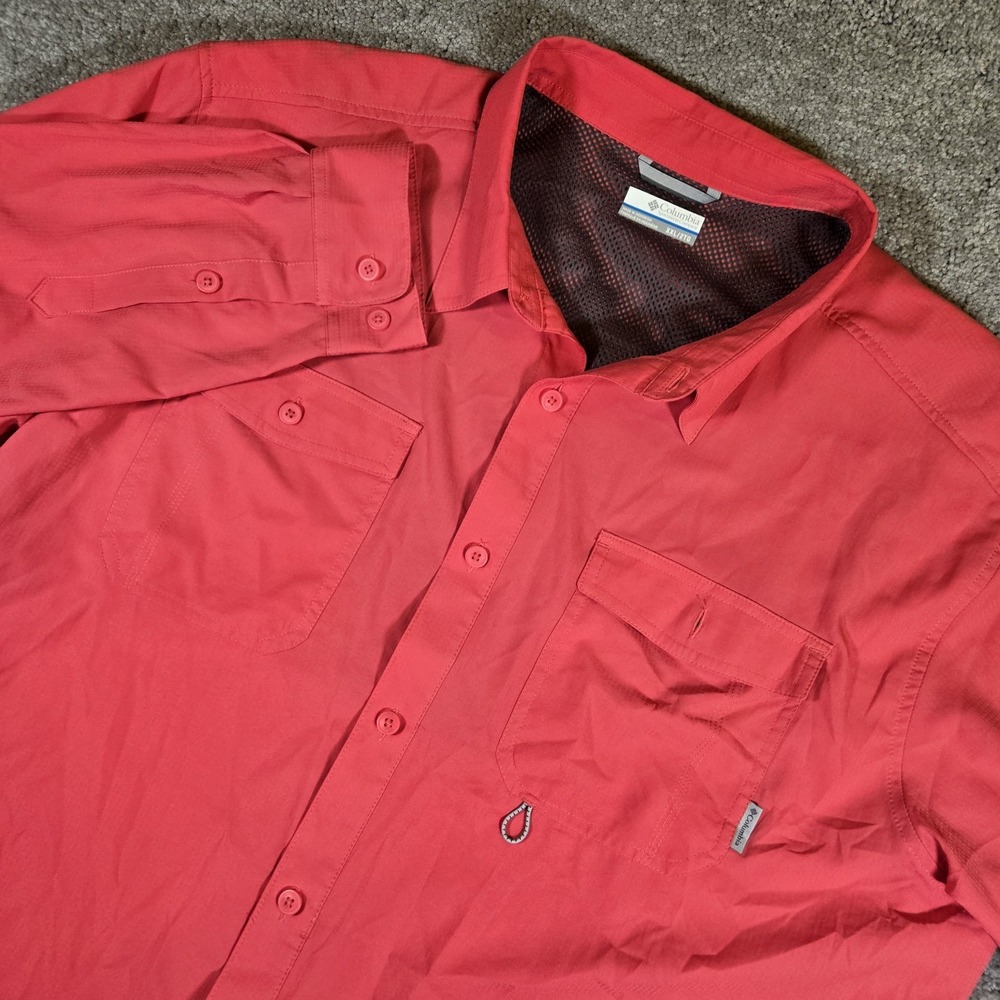 Columbia Tamiami Men's 2XL Button Down Omni Shade Coral Shirt Fishing Vented